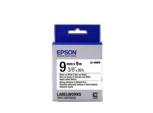 Epson Label Cartridge Strong Adhesive LK-3WBW Black/ White 9mm (9m) - obrázek produktu