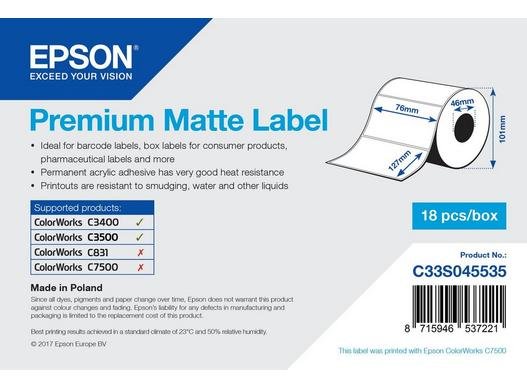 EPSON Premium Matte Label - Die-cut Roll: 76mm x 127mm, 265 labels - obrázek produktu