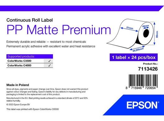 PP Matte Label Premium, Cont. Roll, 51mm x 29mm - obrázek produktu