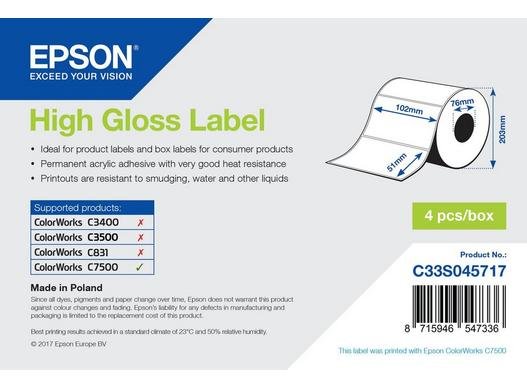 High Gloss Label - Die-cut Roll: 102mm x 51mm, 2310 labels - obrázek produktu