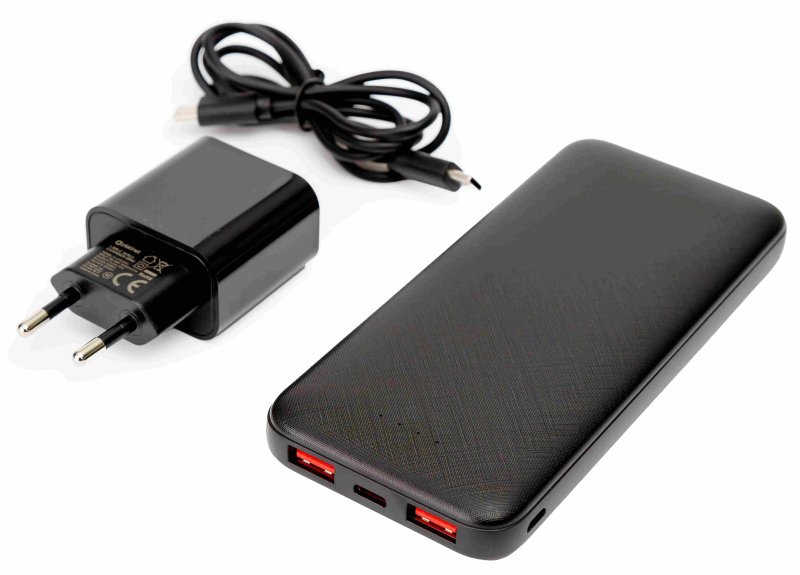 Platinet SET 3v1 Powerbanka 10000 mAh + Nabíječka 20W Power Delivery, kabel USB-C 1m, černá - obrázek produktu