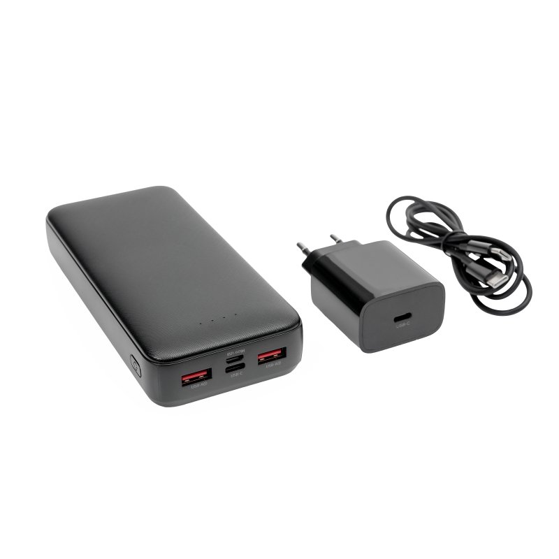 Platinet SET 3v1 Powerbanka 20000 mAh +  Nabíječka 20W Power Delivery, kabel USB-C 1m, černá - obrázek č. 4