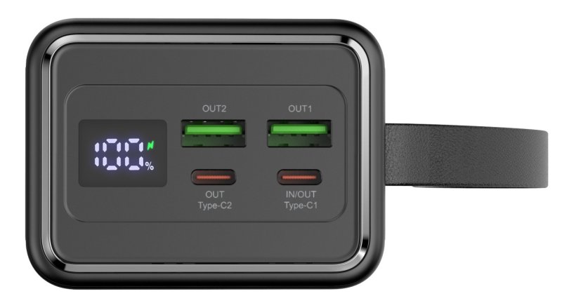 Platinet Powerbanka 40000 mAh 65W Power Delivery, 2xUSB-C, 2xUSB-A, kabel USB-C 1m, černá - obrázek č. 3