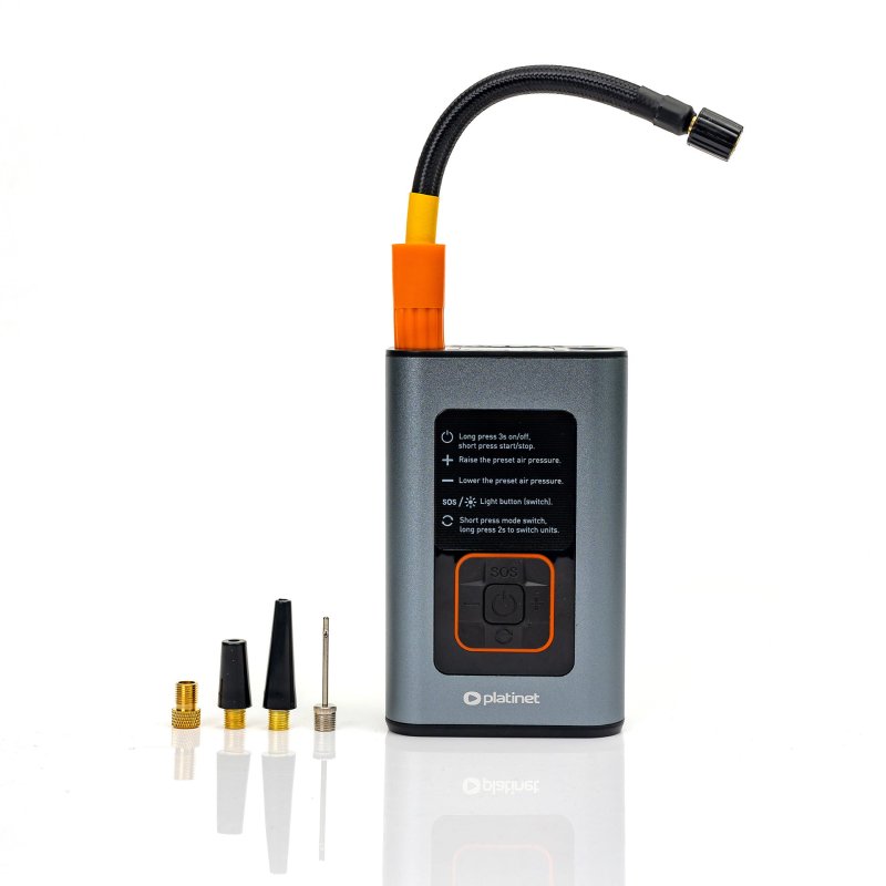 Platinet 3v1 Powerbanka 4000 mAh, digitální kapesní kompresor 10 BAR, LED svítilna, stříbrná - obrázek č. 4