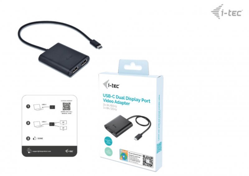 i-tec USB-C Dual 4K/ 60Hz (single 8K/ 30Hz) DP Video Adapter - obrázek č. 8
