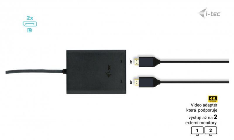 i-tec USB-C Dual 4K/ 60Hz (single 8K/ 30Hz) DP Video Adapter - obrázek č. 1