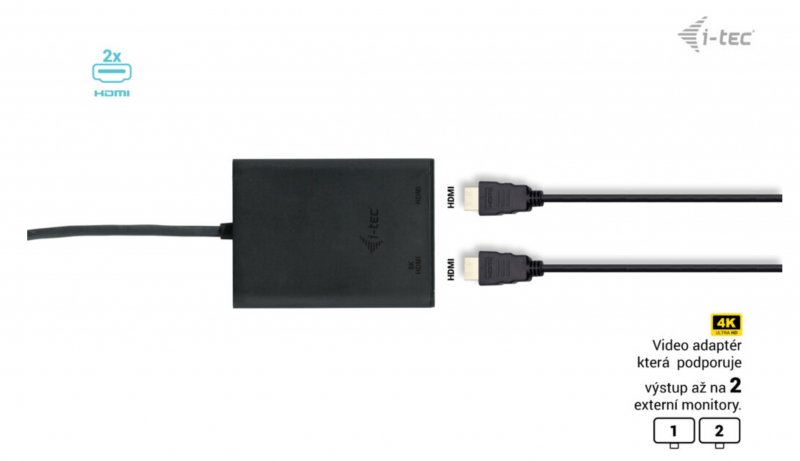 i-tec USB-C Dual 4K/ 60Hz (single 8K/ 30Hz) HDMI Video Adapter - obrázek č. 1