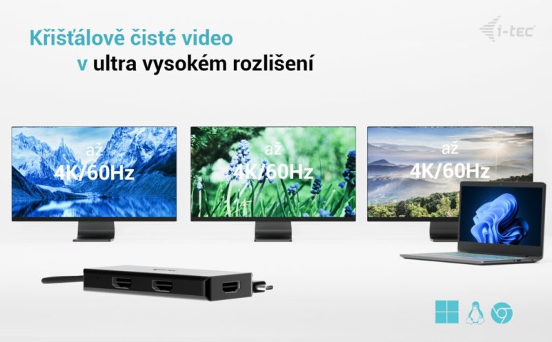 i-tec USB-C Triple 4K HDMI Video Adapter, Power Delivery 100W - obrázek č. 5