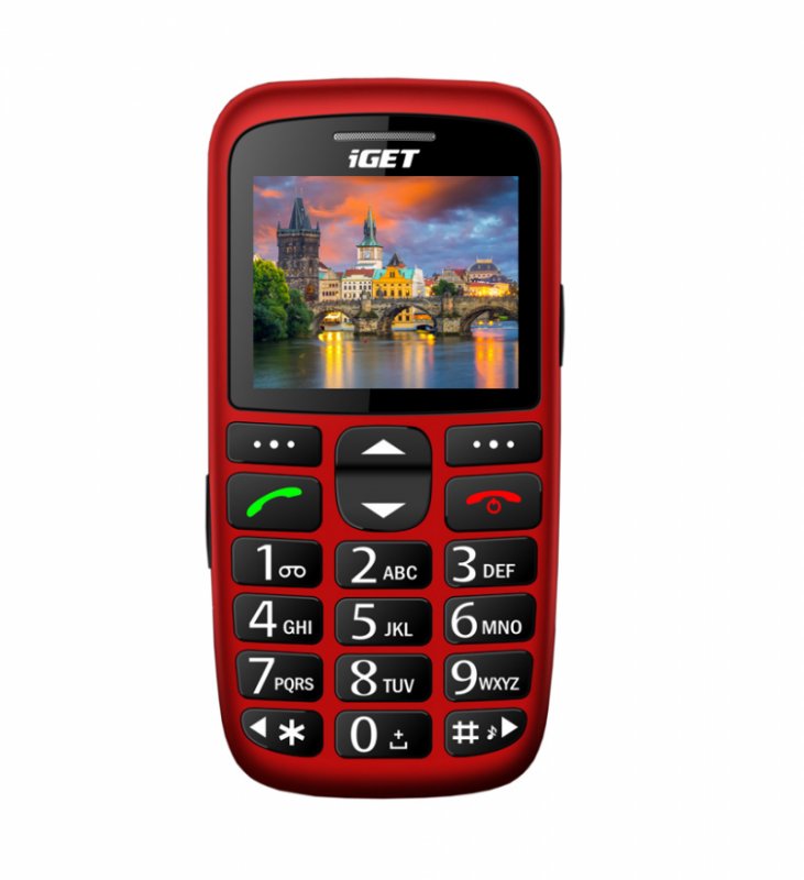 iGET SIMPLE D7 Red, seniorský, Bluetooth, FM rádio, kamera, svítilna, výdrž 15 dní,microSD, stojánek - obrázek č. 2