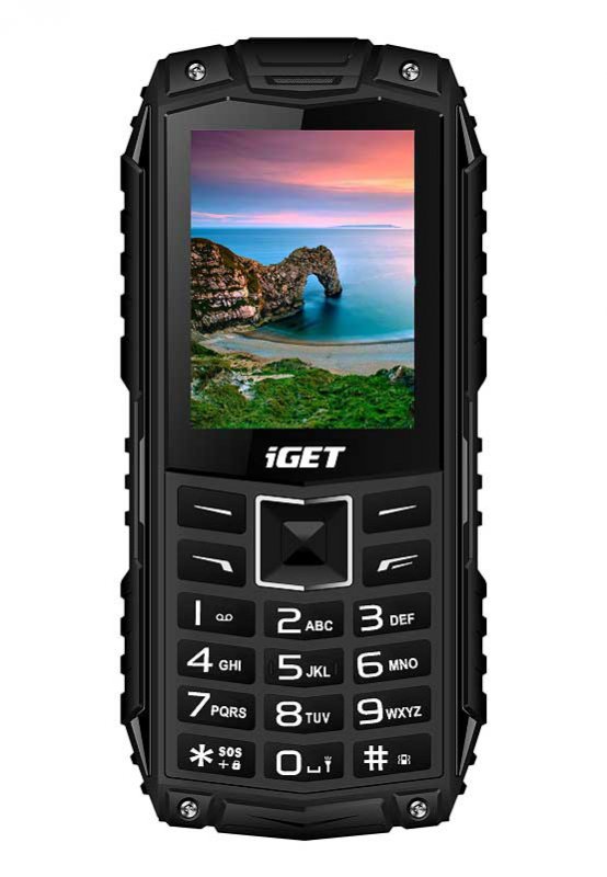 iGET Defender D10 Black - odolný telefon IP68, DualSIM, 2500 mAh, BT, powerbanka, svítilna, FM, MP3 - obrázek č. 1