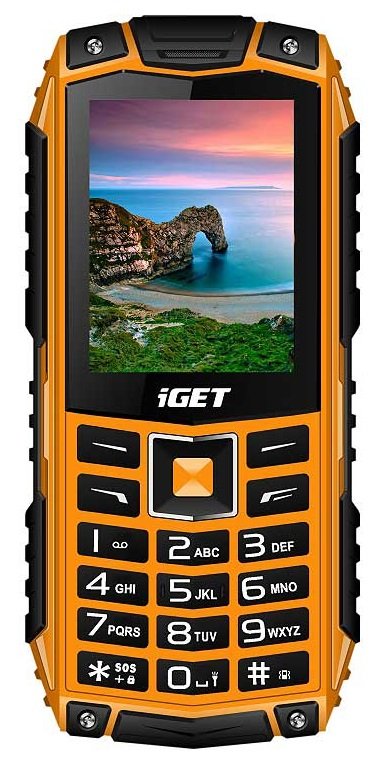 iGET Defender D10 Orange - odolný telefon IP68, DualSIM, 2500 mAh, BT, powerbanka, svítilna, FM, MP3 - obrázek produktu