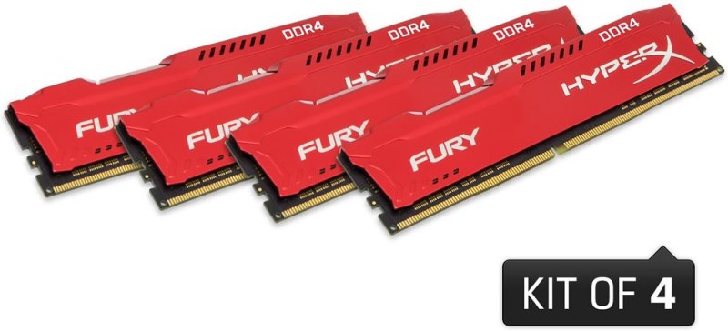 32GB DDR4 2400MHz CL15 DIMM 1Rx8 HyperX FURY Red, 4x8GB - obrázek produktu