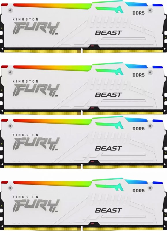 Kingston FURY Beast/ DDR5/ 64GB/ 5200MHz/ CL40/ 4x16GB/ RGB/ White - obrázek č. 2