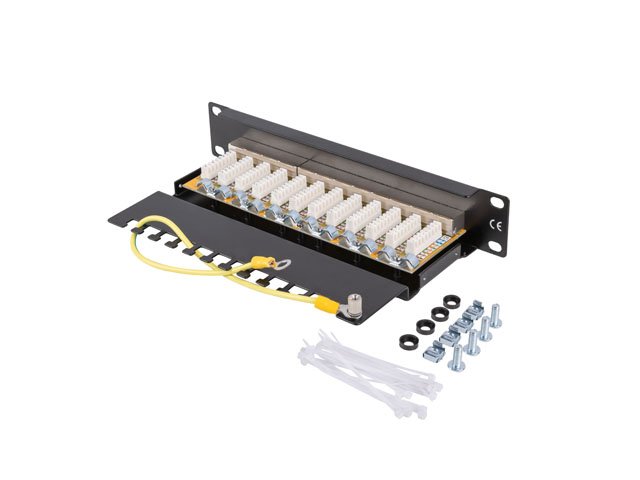 LANBERG PATCH PANEL 12PORT 1U 10" CAT.6 FTP STÍNĚNÝ ČERNÝ - obrázek č. 2