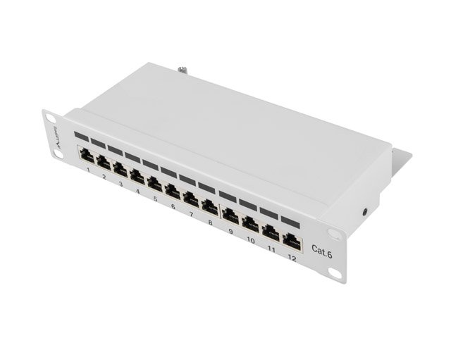 PATCH PANEL 12PORT 1U 10" CAT.6 FTP STÍNĚNÝ ŠEDÝ LANBERG - obrázek produktu