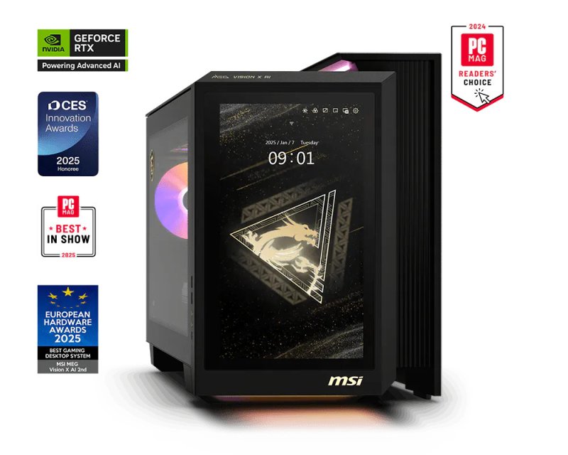 MSI MEG Vision X / AI 2NVV9-289EU / Tower / U9-285K / 64GB / 2TB / RTX 5080 / W11H - obrázek produktu