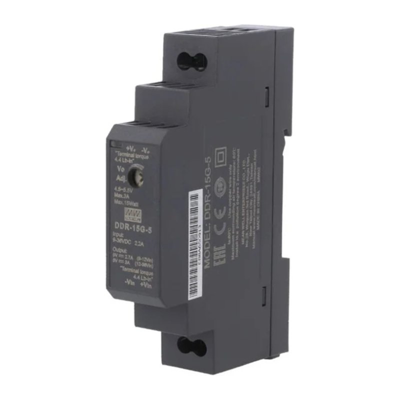 MEANWELL - DDR-15G-5 - Průmyslový měnič napětí z 9-36V na 5V 15W na DIN - obrázek produktu