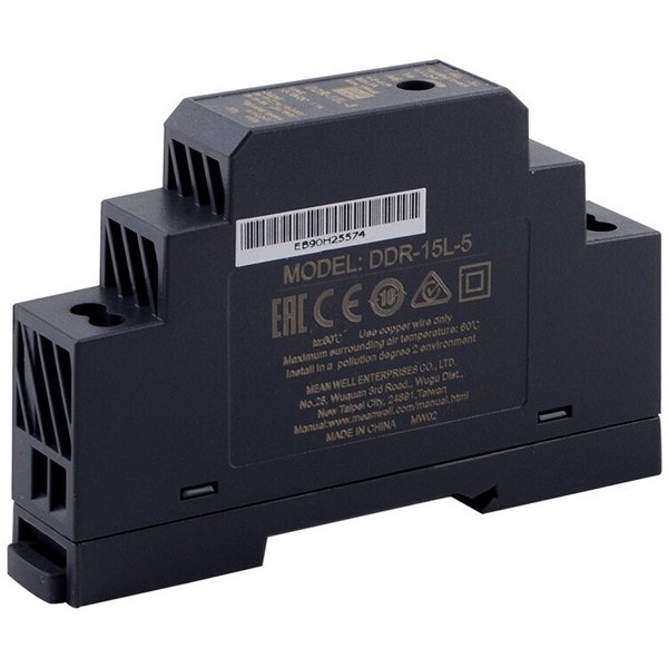MEANWELL - DDR-15L-5 - Průmyslový měnič napětí z 18-75V na 5V 15W na DIN - obrázek č. 1
