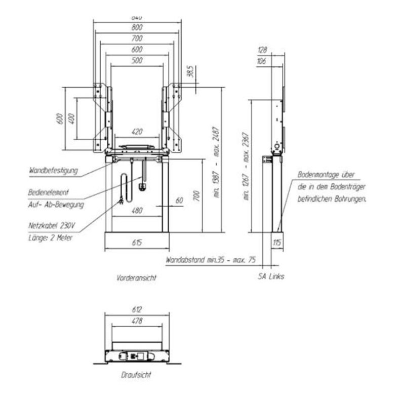 Držák MEBIKON eQLift Next Wall / Floor Compact 60 mm - obrázek č. 8