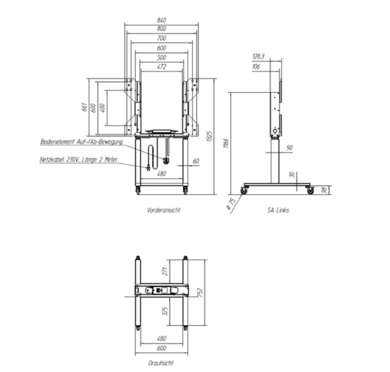 Mobilní stojan MEBIKON eQ Lift Next Mobil Compact 80mm / s - obrázek č. 8