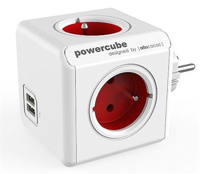Zásuvka PowerCube ORIGINAL USB, Red, 4 rozbočka, 2x USB - obrázek produktu