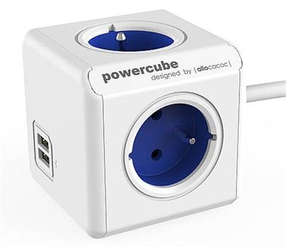 Zásuvka prodluž. PowerCube EXTENDED USB, Blue, 4 rozbočka, 2x USB, kabel 1,5m - obrázek produktu