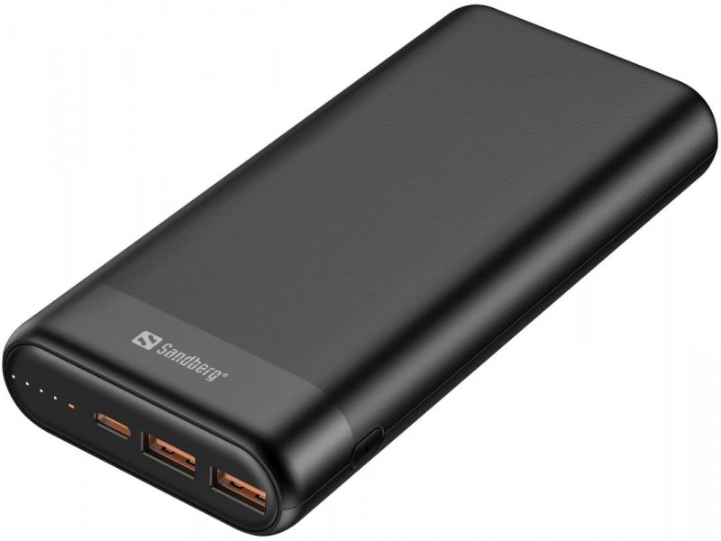 Sandberg Powerbank 20000mAh, USB-C PD 65W + 2x QC3.0, černá - obrázek produktu