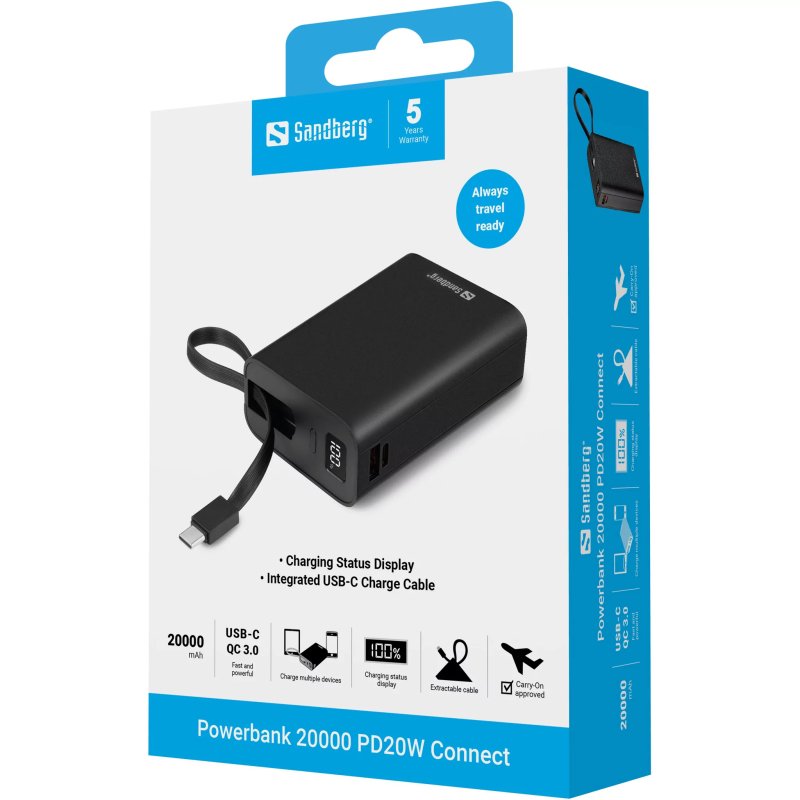 Sandberg Powerbank 20000 PD20W Connect - obrázek č. 2