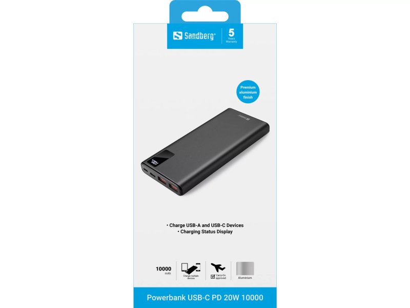 Sandberg Powerbank USB-C PD 20W 10000 - obrázek č. 1