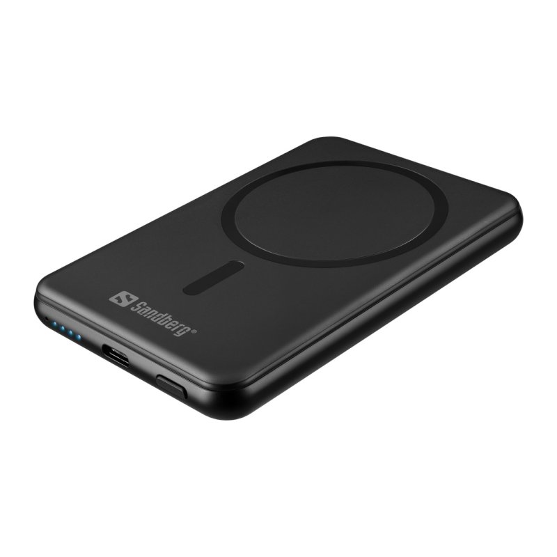 Sandberg SemiSolidState Magnet Powerbank 5000 mAh PD20W, magnetická powerbanka, černá - obrázek produktu
