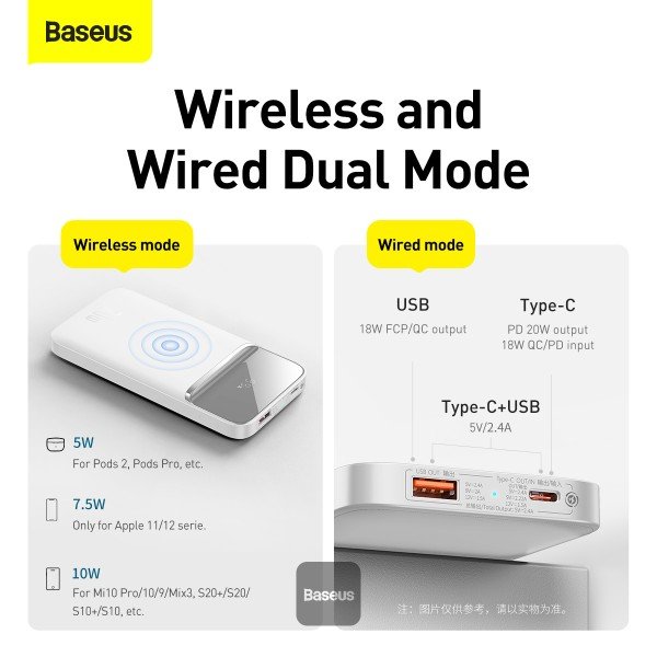 Baseus bezdrátová power banka 10000mAh 20W bílá - obrázek č. 6