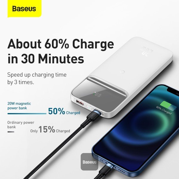 Baseus bezdrátová power banka 10000mAh 20W bílá - obrázek č. 5