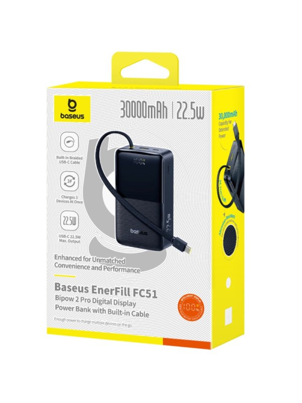 Baseus EnerFill FC51 Bipow 2 Pro 22.5W Powerbanka 30000mAh Cosmic Black - obrázek č. 2