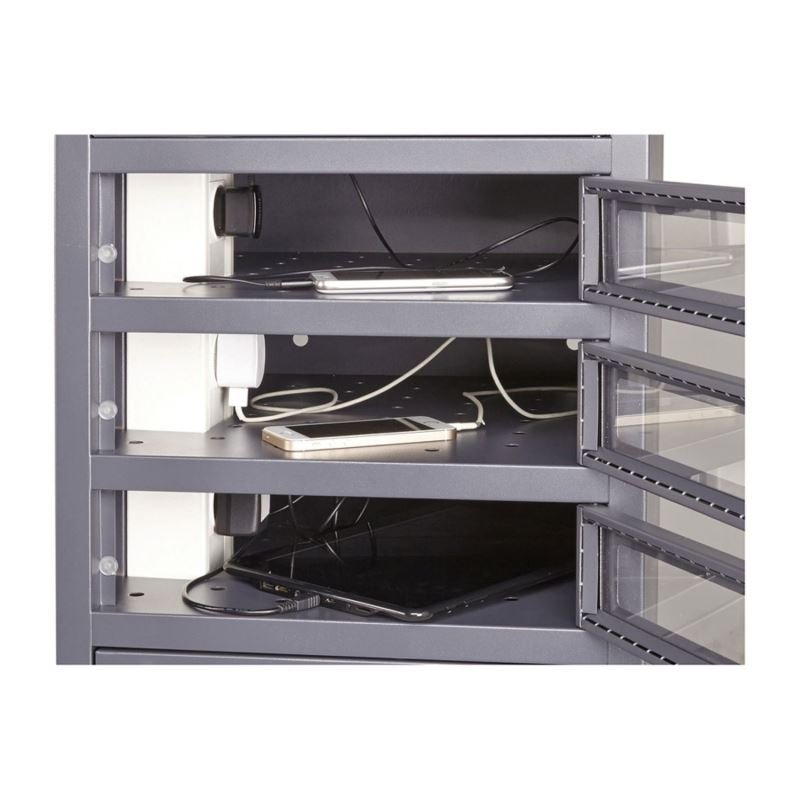 PORT NAOTIC itLocker 15 Tablets, nabíjecí skříň pro tablety, uzamykání visacím zámkem, šedá - obrázek č. 4