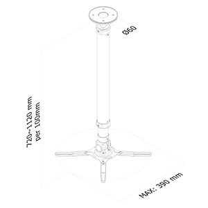 NewStar stropní držák pro projektor výška 72-112cm, 12 kg, černý - obrázek č. 1