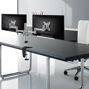 NewStar Flat Screen držák na 2 PC monitory 10-27", 9 kg, VESA 75x75 nebo 100x100 mm, stříbrný - obrázek produktu