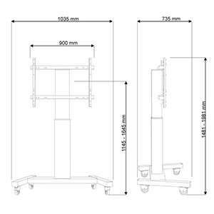 NewStar mobilní stojan na obrazovku 42-100", 130 kg, VESA 200x200 až 800x600 mm, černý - obrázek č. 1