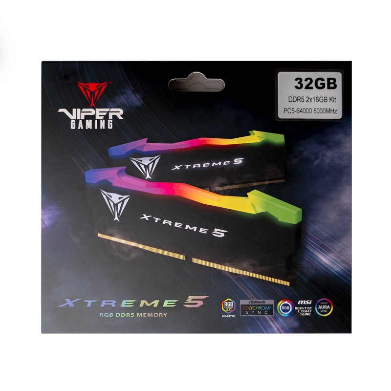 Patriot Viper Xtreme 5/ DDR5/ 32GB/ 7600MHz/ CL36/ 2x16GB/ RGB/ Black - obrázek č. 3