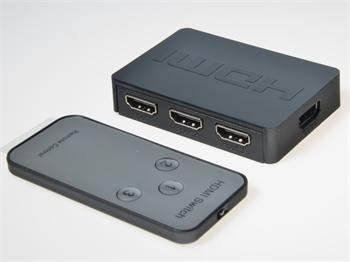 PremiumCord HDMI switch 3:1 plastový,dálkové ovl. - obrázek produktu