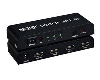 PremiumCord HDMI switch 3:1 kovový, dálkové ovl. - obrázek produktu