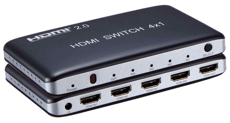 PremiumCord HDMI switch 4:1, plastový,dálkové ovl. - obrázek produktu