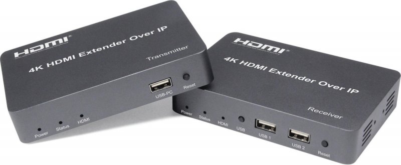 PremiumCord HDMI extender s USB na 150m over IP, bez zpoždění - obrázek produktu