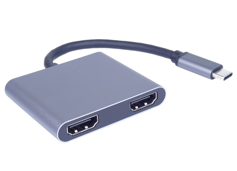PremiumCord MST adaptér USB-C na 2x HDMI, USB3.0, PD, rozlišení 4K a FULL HD 1080p - obrázek produktu
