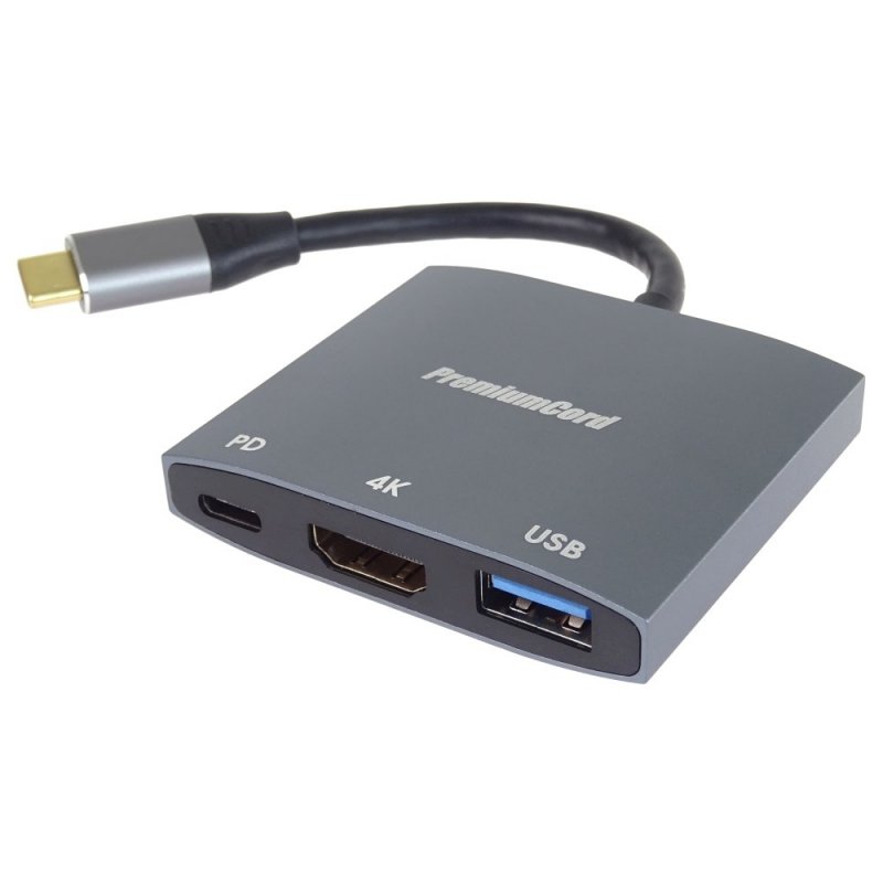 PremiumCord adaptér USB-C na HDMI, USB 3.0 a PD - obrázek produktu
