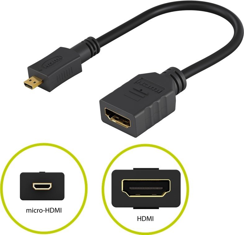 PremiumCord Flexi adaptér HDMI Typ A samice - micro HDMI Typ D samec pro ohebné zapojení - obrázek č. 1