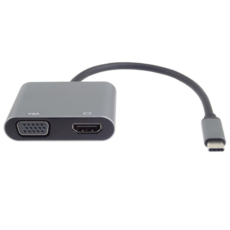 PremiumCord MST adaptér USB-C na HDMI + VGA, rozlišení 4K a FULL HD 1080p - obrázek produktu