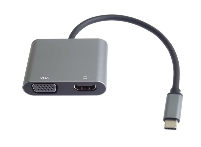 PremiumCord MST adaptér USB-C na HDMI + VGA, rozlišení 4K a FULL HD 1080p - obrázek č. 1