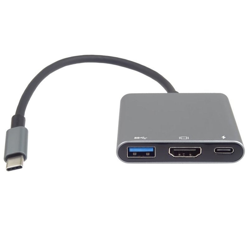 PremiumCord Adaptér USB-C na HDMI + USB3.0 + PD, rozlišení 4K a FULL HD 1080p - obrázek produktu