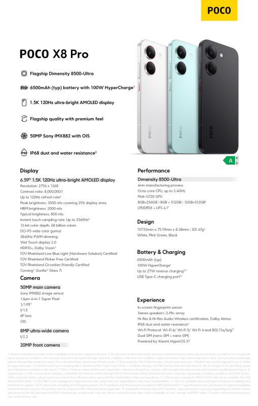 POCO X8 Pro / 8GB / 256GB / White - obrázek č. 4