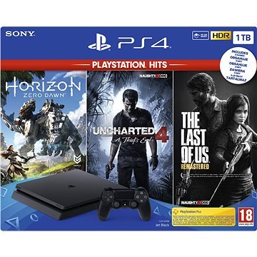 PS4 - PlayStation 4 černý 1TB - F Chasiss (slim) + GTS+U4+HZD - obrázek produktu